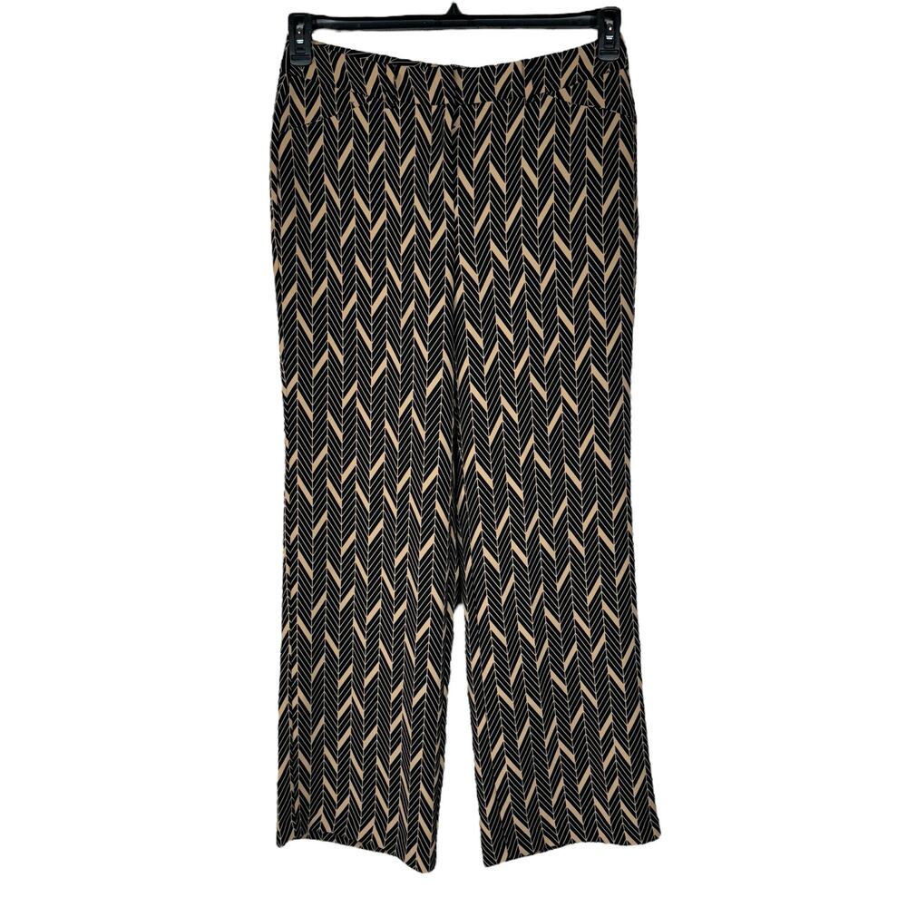 Chico’s SZ 1 (Medium) Wide Leg Pants Chevron Zip-Fly Pocket Lightweight Hi-Rise
